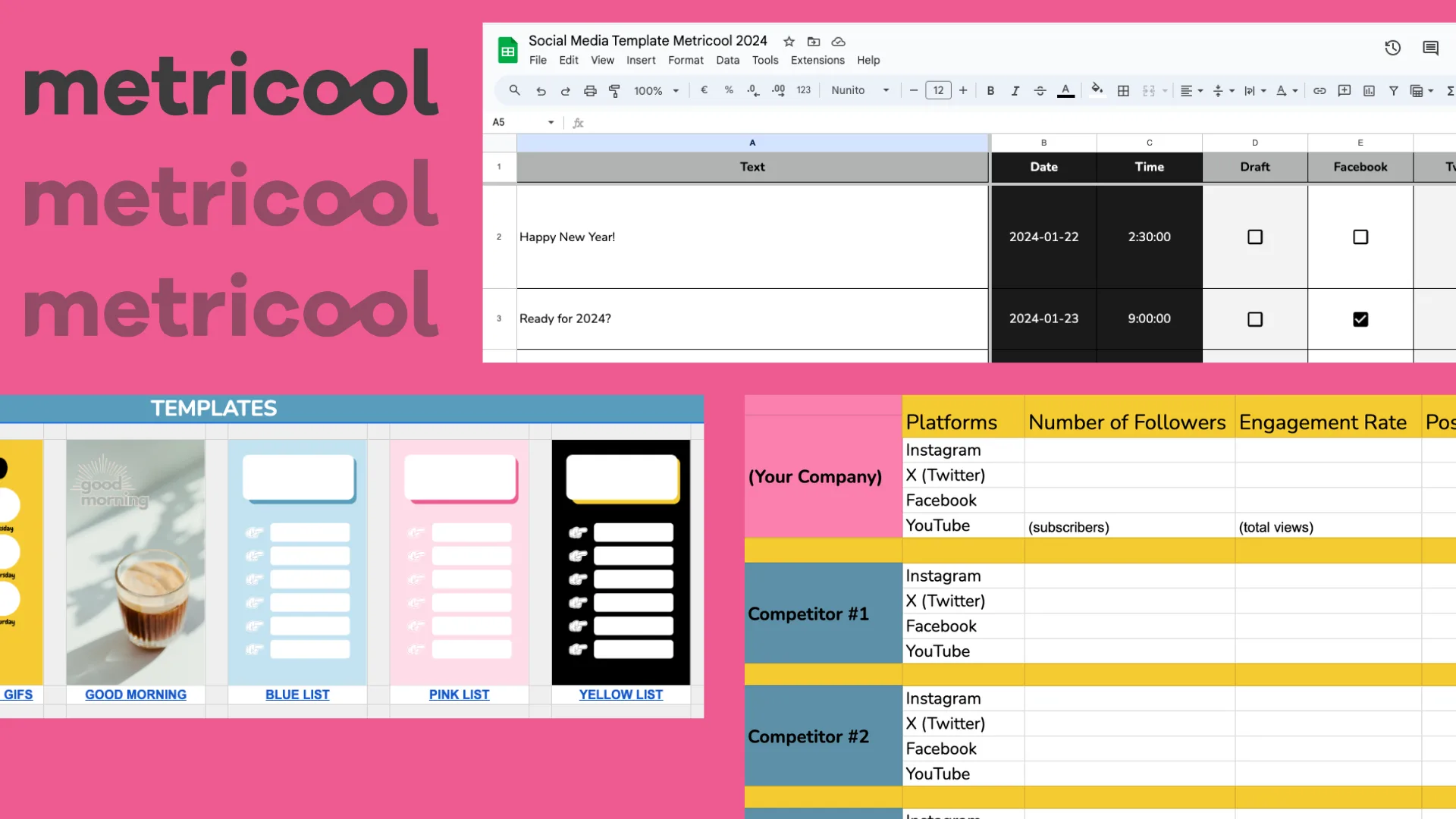 Social media templates from Metricool